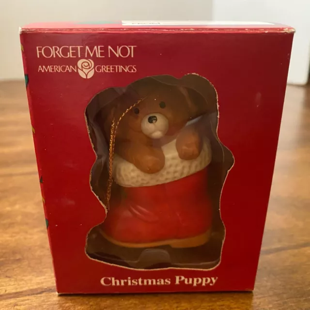 American Greetings Forget Me Not Ornament Christmas Puppy Boot Christmas A35