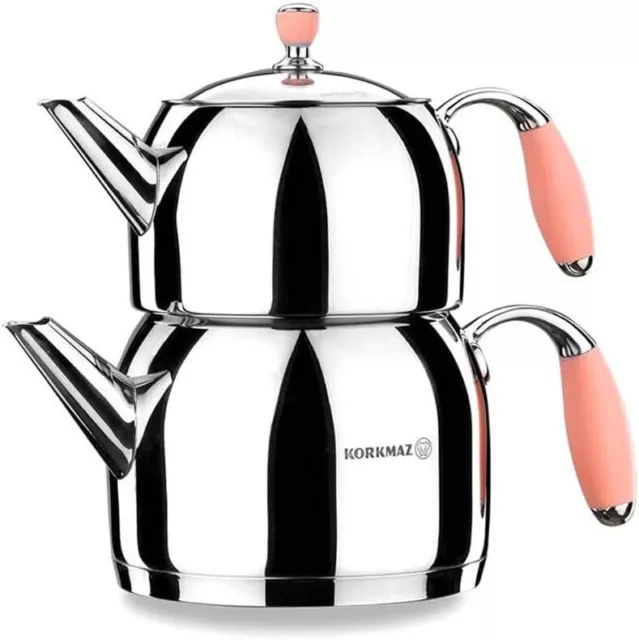 Korkmaz Flora Midi Tea Pot Set Pink A118-01 Teekocher Edelstahl 70 x 70 x 70 cm