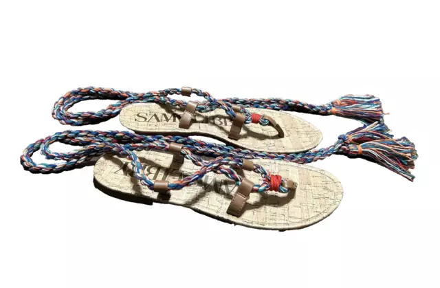 Sam & Libby Braided Thong Multicolor Sandals Gladiator Tassels Womens Size 8