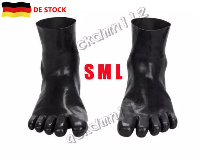 S M L 100% Latex Rubber Gummi 0.45mm Toe/ Finger Socks Socken Schwarz DEL