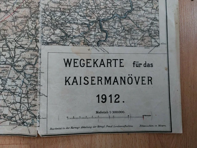 Alte Landkarte / Wegekarte für das Kaisermanöver von 1912 gebraucht