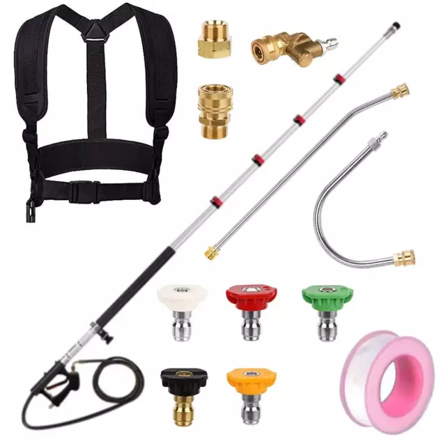 24 FT Pressure Washer Telescoping Wand with 5 Spray Nozzle and 2 Extension Wand