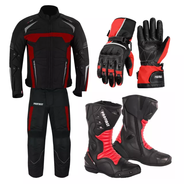 Men Motorcycle Suit Jacket Trousers Set Motorbike Suits Clothing Leather Boot CE