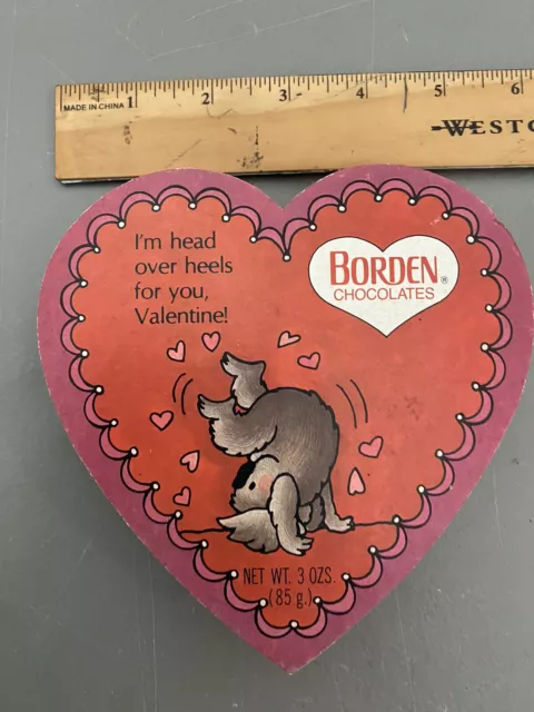 Vintage Borden Chocolates Heart Shaped Valentine Empty Box Columbus Ohio Bear?