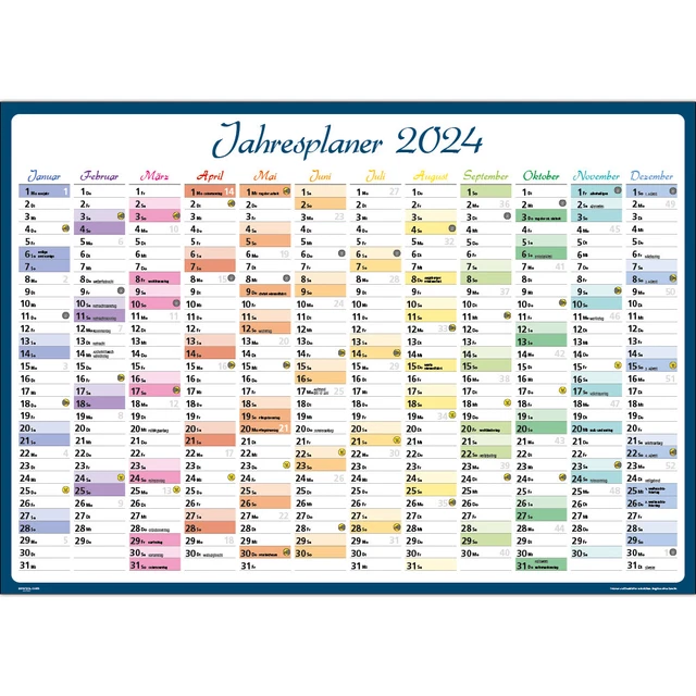 2024 XXL WALL calendar wall planner annual planner calendar 2024 DIN A1 FOLDED colorful 7.22
