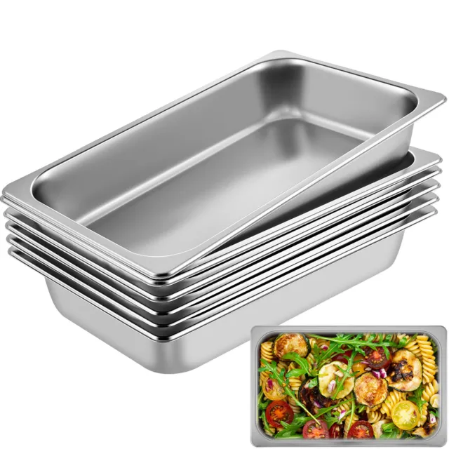 VEVOR Set Pentole Scaldavivande 6 Pezzi Rettangolare in Acciaio Inox per Cucina