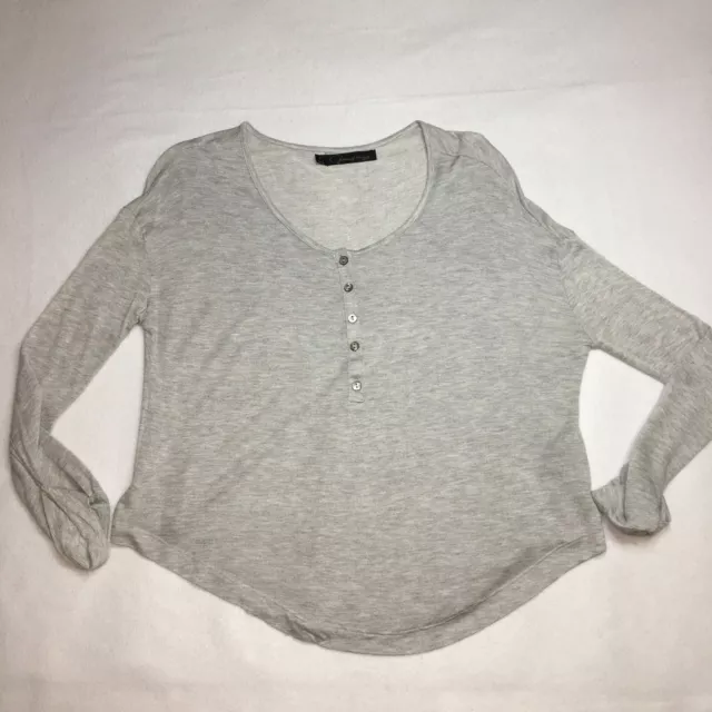 Patterson J Kincaid Womens Blouse Size S Gray Knit Long Sleeve Scoop Neck NWOT