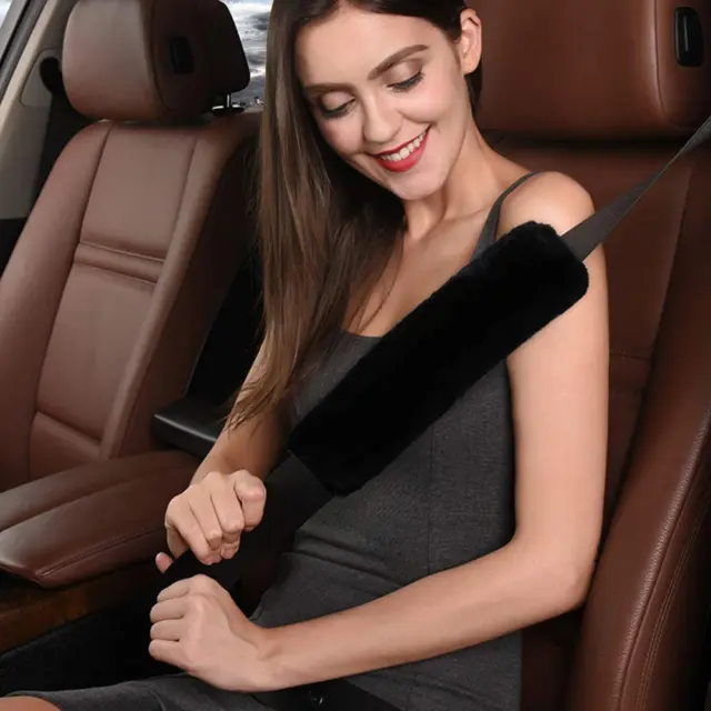 Soft Australian Genuine Sheepskin Wool Auto Seat Belt Cover Seatbelt Shoulder Pa