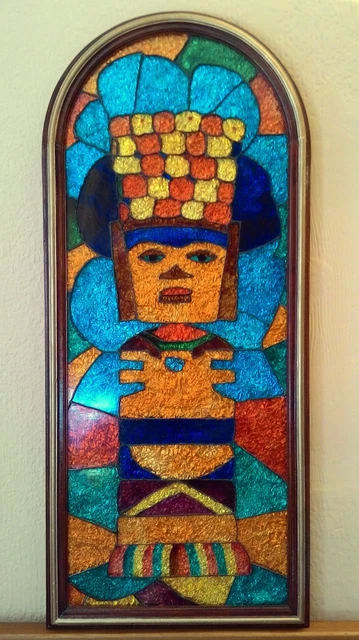 CUADRO VITRAL PINTADO SOBRE VIDRIO 100x44 cm