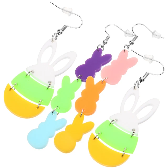2 paires de boucles d'oreilles de lapin de Pâques de Pâques de lapin de lapin Bo