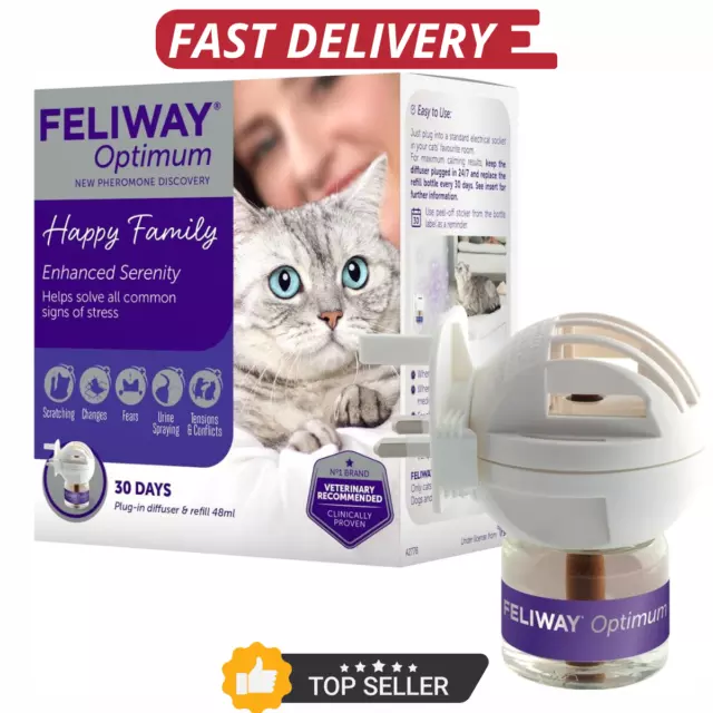 FELIWAY Optimum Diffuser & Refill 48ml - Top Solution for Cat Anxiety & Stress