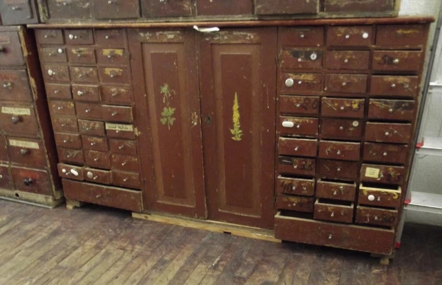 Apotheke, Schubladenmöbel, Tresen, antik, 1850, 56 Schubkästen