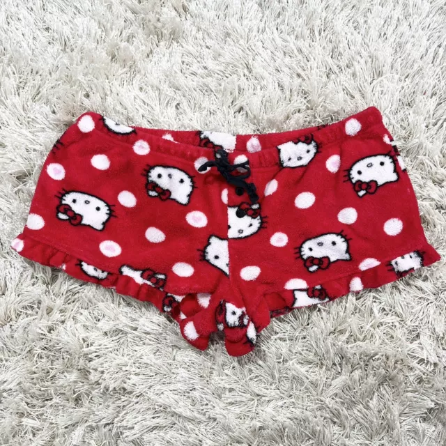 2010 Hello Kitty Sanrio Red Fleece Pajama Bottom Low Rise Shorts Women’s L