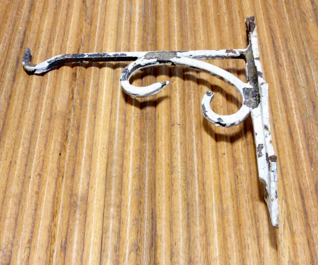 Antique Cast Iron Bridal Tack Hook Heavy Outdoor Ornate Chippy Old Paint 13 1/4"