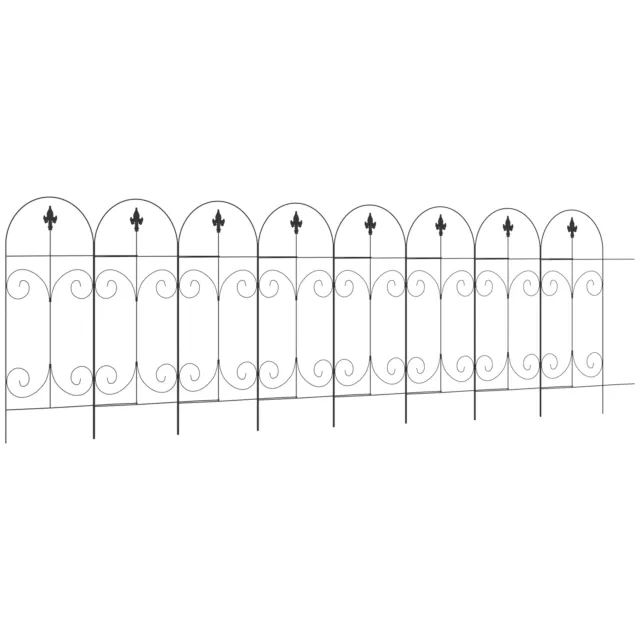 Outsunny Decorative Garden Fencing 8PCs 44in x 12.5ft Metal Border Edging