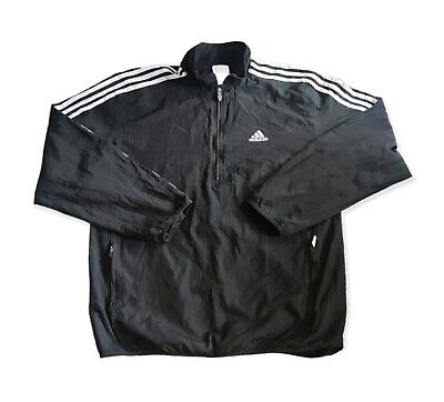Adidas giacca da pista nera 00s 3 righe sportiva 1/4 cerniera tuta taglia media