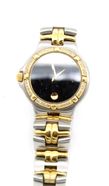 Orologio Da Polso Movado Museo Quadrante Quarzo Nero Donna Designer Senza Prezzo Di Riserva Wb2-2