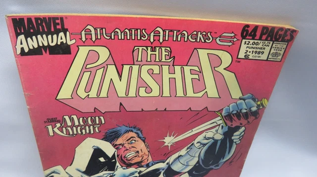 The PUNISHER ANNUAL # 2 MARVEL COMICS 1989 MOON KNIGHT APPEARS ATLANTIS ATTACKS 2