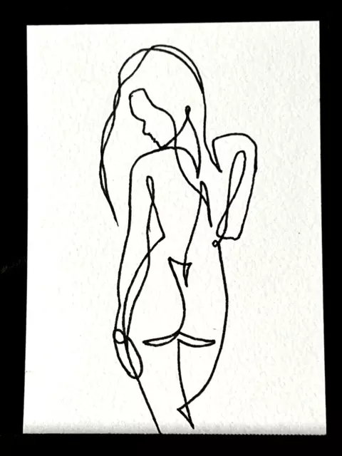 Original ACEO (2.5in x 3.5in) Ink Line Medium Marker on Paper Signed by Artist