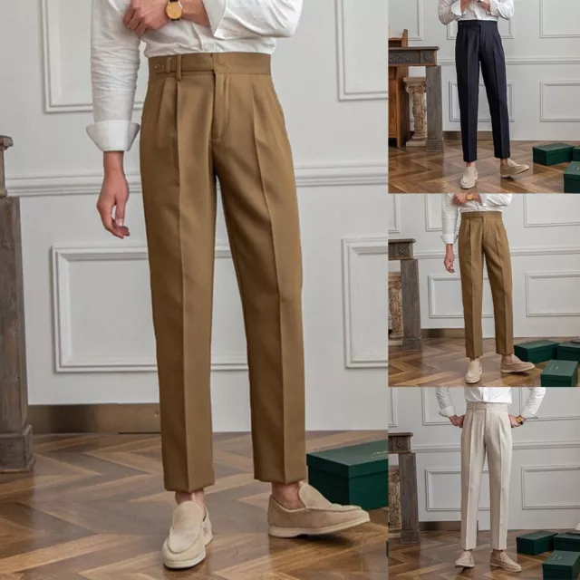 PANTS STRAIGHT TROUSERS Vacation Business Casual Fashion England Naples  $45.12 - PicClick AU