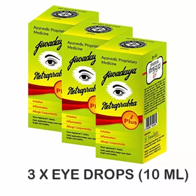 3 XJiwadaya Netraprabha Plus Ayurvedic Herbal Honey Base Eye Drops 10ml