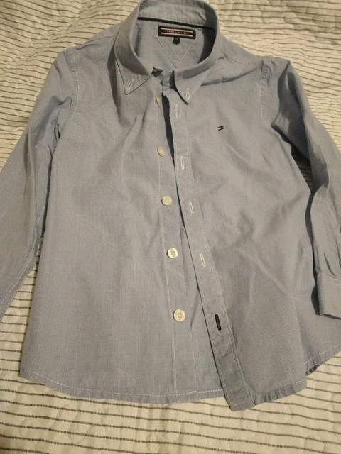 Camicia Tommy Hilfiger Bambino Tg 5anni 110cm blu a quadrettini piccolissimi
