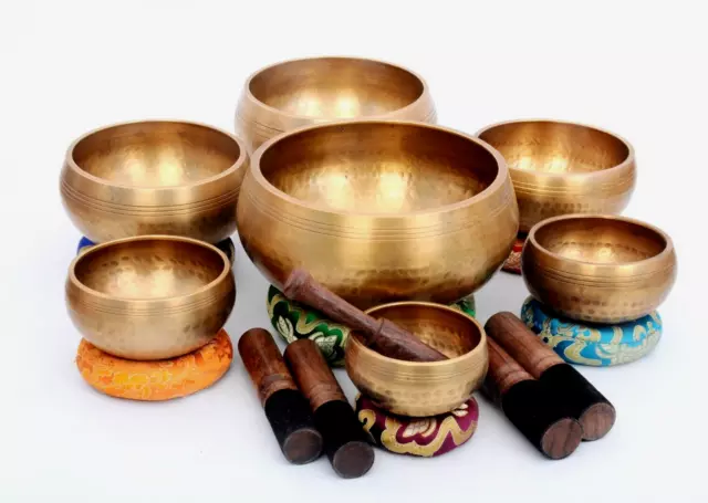 Handmade singing bowl set of 7-7 chakra Healing singing bowl set-Tibetan bowl