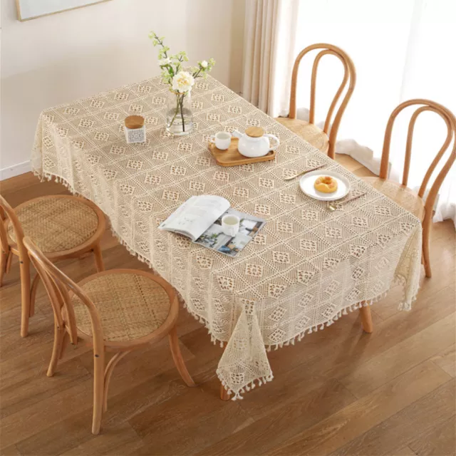 Vintage Crochet Lace Tablecloth Dining Table Cloth Cover Mat Wedding Party Decor