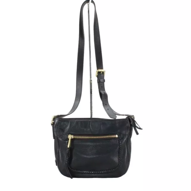 Cole Haan Womens Black Leather Zip Top Crossbody Purse Shoulder Bag