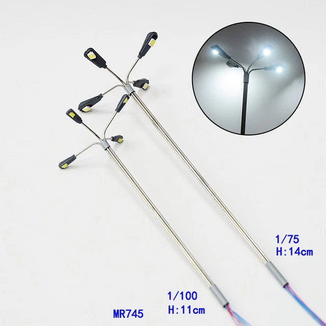 Lot De 5 Lampadaires LED à L'échelle HO – Pour Train Miniature Et Décoration Jardin