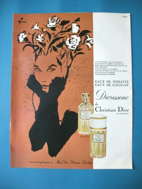 Publicite De Presse Dior Eau De Toilette Diorissimo Illustration Gruau Ad 1967