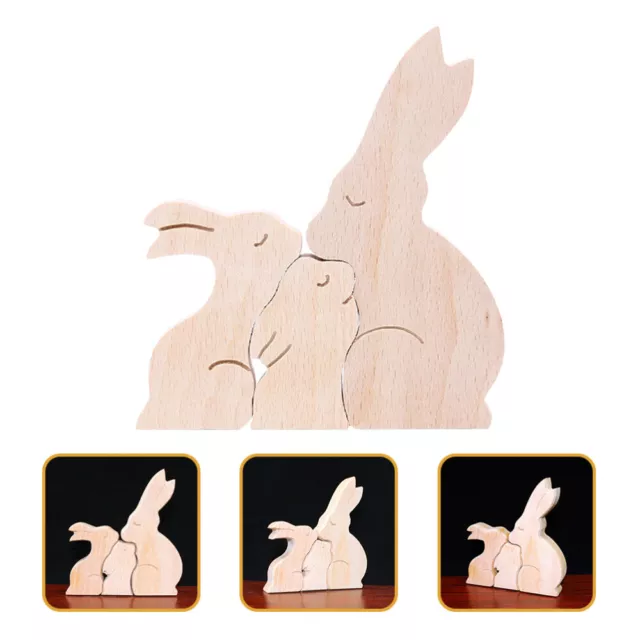 1 set di figurina di coniglio Home Ornament Ornament Wood Bunny Model Decorazion