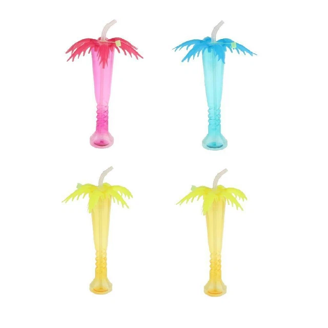 4 Pcs Tropical Palm Tree Luau Yard Cup Hawaiian Summer Beach Party Cups