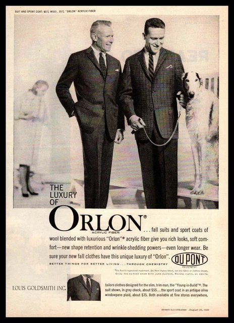 1960 Louis Goldsmith Tailors Orlon Men In Suits & Greyhound Dog Vintage Print Ad