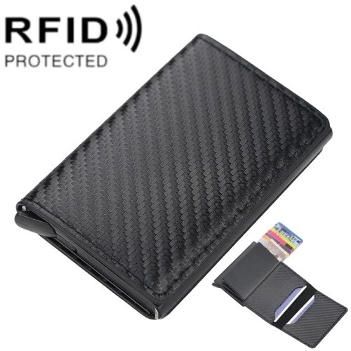 Portafoglio RFID Per Gli Uomini, Slim Bi-Fold Carbonio Porta Carte Di Credito Con Scatola Regalo, Fibra Di Carbonio (Nero) - Carbon Wallet W05 - Foto 8