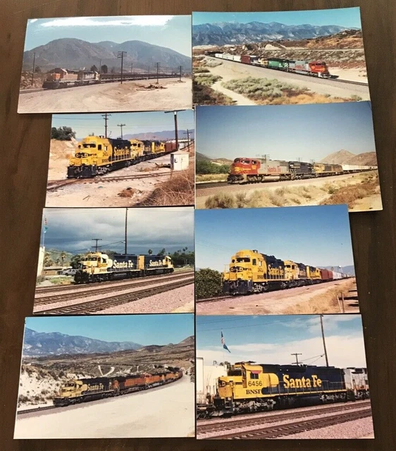 Vintage Lot of 8 BNSF SANTA FE Train Railroad RR Locomotive ORIGINAL Photos
