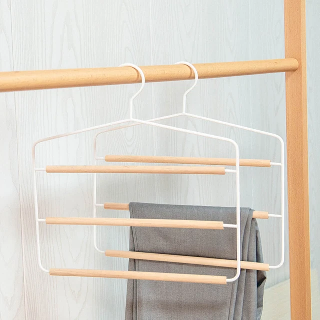 Percha de pantalón multicapa. Percha de pantalón antideslizante que ahorra espacio para bufandas,