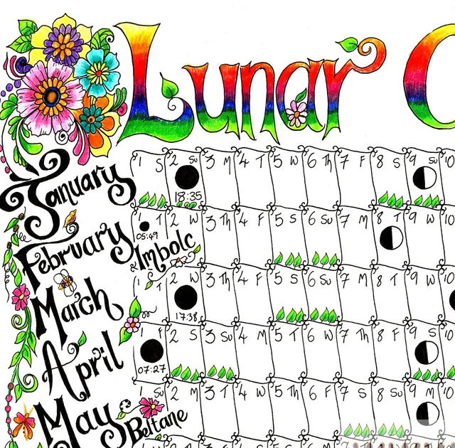 2023 A3 LUNAR Moon Calendar Wall Chart Pagan Wiccan planner poster