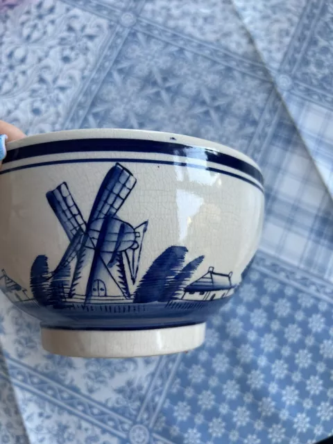 Vintage Dutch Delft hand painted blue&white bowl