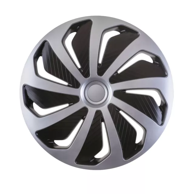 Wheel Trims 13" Hub Caps Wind SB Plastic Covers Set of 4 Silver Black Fit R13