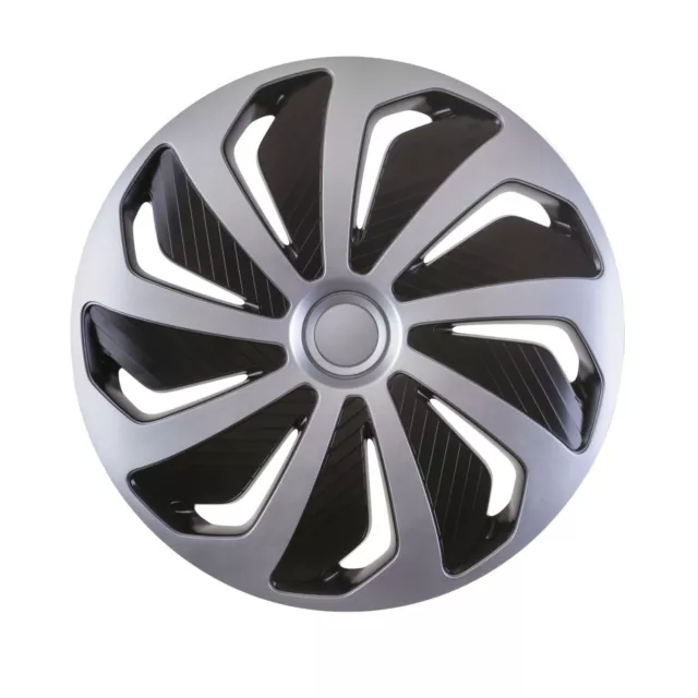 Wheel Trims 15" Hub Caps Wind SB Plastic Covers Set of 4 Silver Black Fit R15