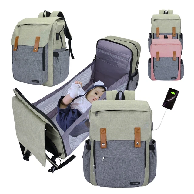 Large Baby Backpack Diaper Bag with Expanding Changing Station, USB Port 9