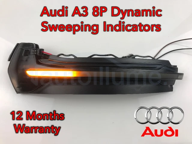 Audi A3 8P Sweeping Dynamic LED Wing Door Mirror Indicator Light Lamp Smoked