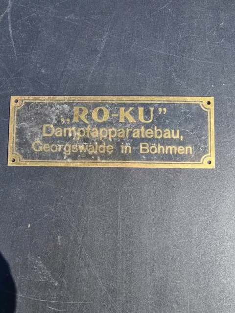 Altes Blechschild, RO-KU,Dampfappartebau,Georgswalde/Böhmen, Reklame,Werbung,K3