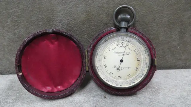 Antique Tiffany & Co Silver Barometer Rd 149175, Hallmarked, Leather Case