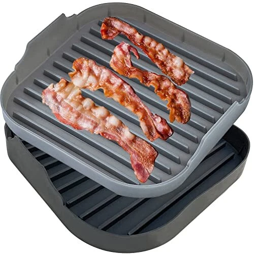 2PCS Large Bacon Cooker for Microwave Oven, Silicone Microwave Bacon Grill