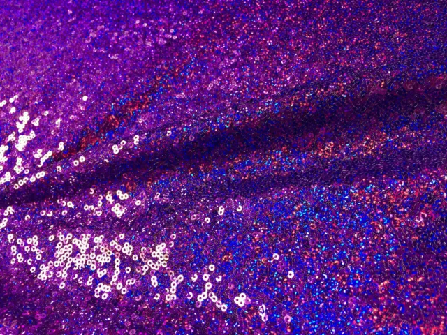 Lilac Purple Iridescent 3mm Sequin Fabric 2w Stretch Shiny Bling Material