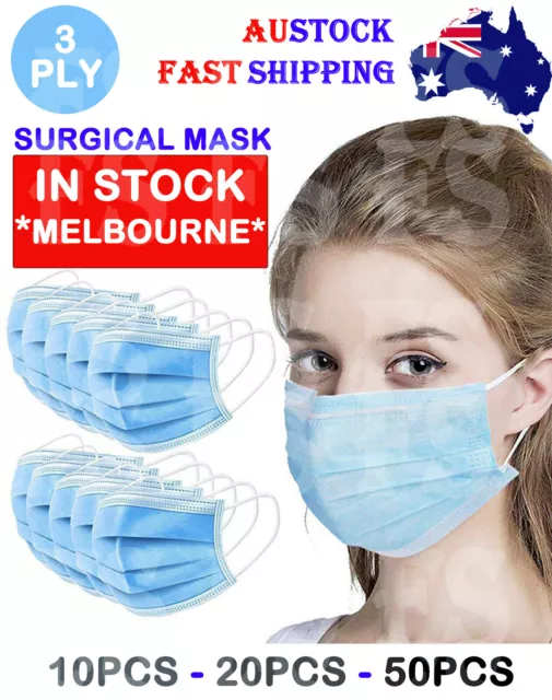 50 Pcs Face Mask Mouth Masks Surgical 3 Ply Protective Cover Ce Certified