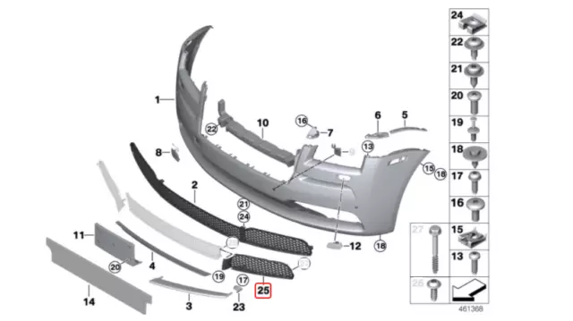 Rolls Royce Wraith Dawn Front Right Bumper Grill