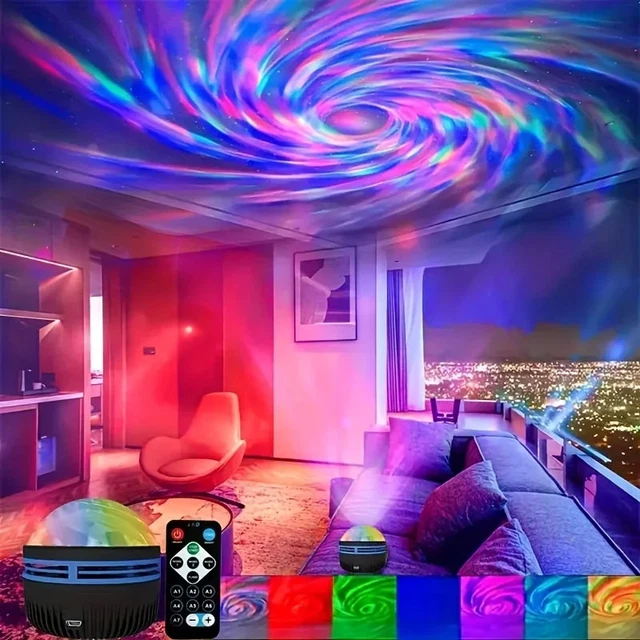 16-Color Northern Lights Projector - 2026 Model - USB Powered - Wooden Base - Remote Control